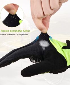 FIRELION Bike Gloves for Men/Women Cycling,Cycling Gloves for Outdoor MTB DH Road Racing,Full Finger Half Finger Padded Bicycle Protective Gloves,Non-Slip Shock-Absorbing Touchscreen Riding Gloves Large Full Green 11 61szcIlnCmL 1