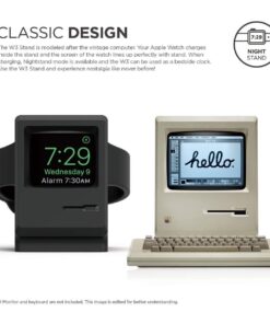 Alternative view of elago W3 Stand Compatible with Apple Watch Series Series 9/8/7/6/SE/5/4/3/2/1/SE (45mm, 44mm, 42mm, 41mm, 40mm, 38mm) (Black) - Classic Monitor Design, Compatible with Nightstand Mode Black