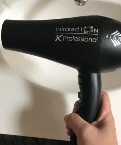 JINRI Infrared Professional Salon Hair Dryer Ionic Hair Dryer with Diffuser & Concentrator Attachments for Curly Hair, Black (Large) 44 61t2svITnoL