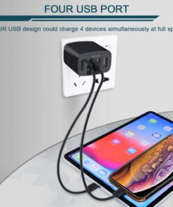 Wall Charger, USB Charger Adapter, AILKIN 4.8A 4Multi Port Fast Charging Station Power Base Block Plug Cube Brick for iPhone 15 14 SE 13 12 11Pro Max/XR/XS/8Plus, Samsung A14/A13/S23/S22 Kindle Plug Black 1 26 61t5a1nGP4L