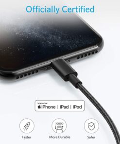 Anker iPhone Charger Cable, (2-Pack) 6ft Lightning Cable, Premium Nylon USB-A to Lightning Cable, MFi Certified iPhone Charger Cable for iPhone SE/Xs/XS Max/XR/X/8 Plus/7/6 Plus, iPad, and More. Black 2 28 61t6O9XwPhS