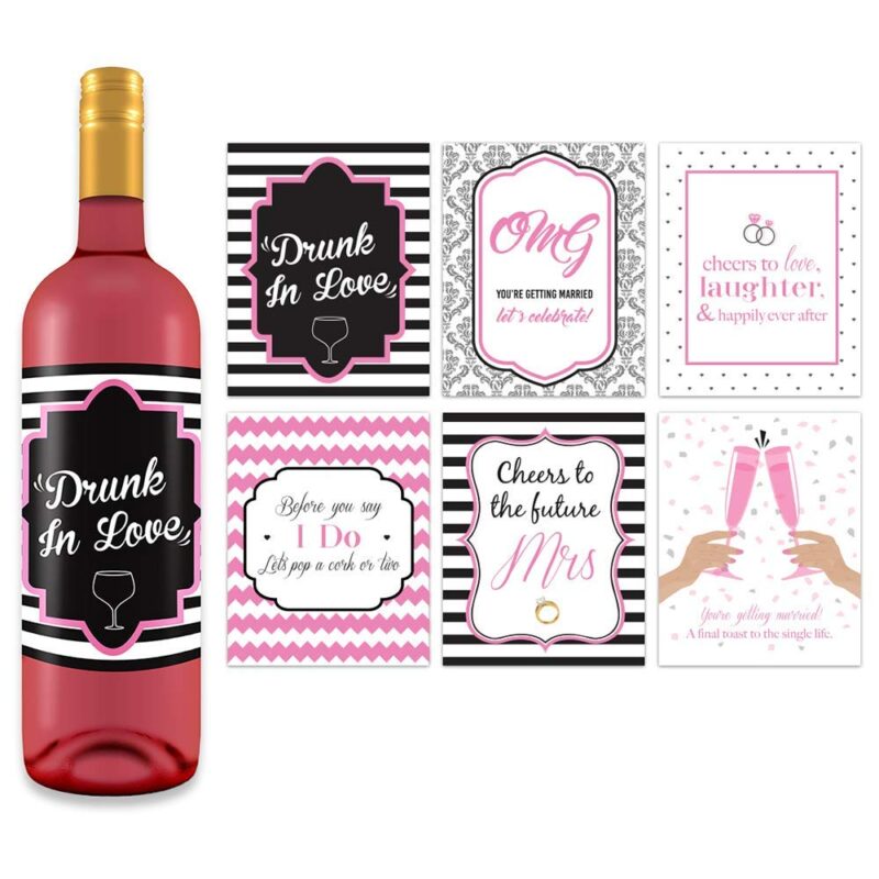 Catalog 5 Pixelverse Design Bachelorette Wine Bottle Labels - 4" x 5" (6 pack) Bridal Shower Party Favors Gifts Bridesmaids Engagement Wedding Decorations Bride Maid of Honor Reception