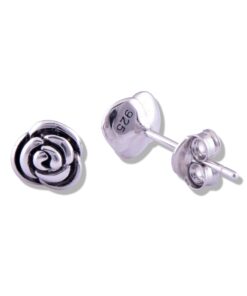 Sterling Silver Rose Flower Stud Earrings - 7mm Rhodium Plated 28 61t8Jho1UBL