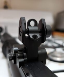 Feyachi Flip Up Iron Sight Front Rear Sight Compatible for Picatinny Rail and Weaver Rail of Rifle, Foldable Sights Black 65 61tAmuPmP2L