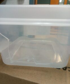 Sterilite FlipTop, Stackable Small Storage Bin with Hinging Lid, Plastic Container to Organize Desk at Home, Classroom, Office, Clear, 12-Pack 12 Pack 38 61tArDy2Z3L