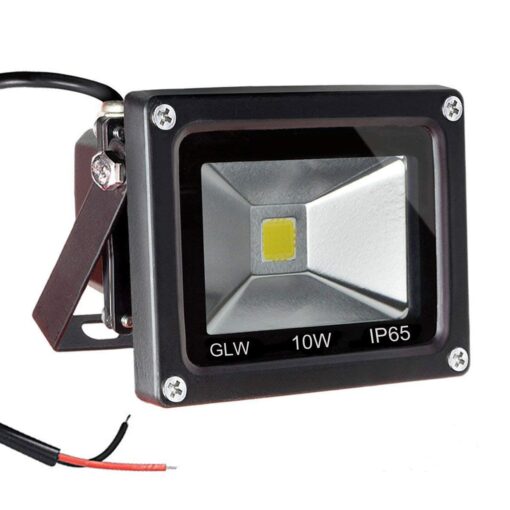 GLW 12V AC or DC LED Flood Light,10W Mini IP65 Waterproof Outdoor Light,900LM,6000K,Daylight White Security Light,80W Halogen Bulb Equivalent Daylight White (10W)