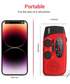 Esky Emergency Hand Crank Radio with 3 LED Flashlight, AM/FM/NOAA Portable Weather Radio with 2000mAh Power Bank Phone Charger, Solar Powered USB Charged Radio for Indoor Outdoor Camping, SOS Alarm Red 36 61tBcquEsCL