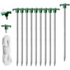 Eurmax USA Galvanized Non-Rust Camping Family Tent Pop Up Tent Stakes Ice Tools Heavy Duty 10pc-Pack, with 4x10ft Ropes & 1 Green Stopper 10 61tDVlgoJuL