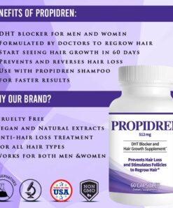 Propidren by HairGenics - DHT Blocker & Hair Growth Capsules to Prevent Hair Loss & Stimulate Hair Follicles, to Stop Hair Loss & Regrow Hair. Proprietary Anti-Hair Loss & Hair Regrowth Treatment. 26 61tET5EyF L 1