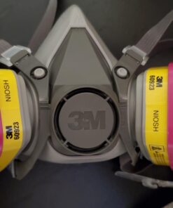 3M Half Facepiece Reusable Respirator 6200, NIOSH, Four-Point Harness, Comfortable Fit, Dual Airline Supplied Air Compatible, Bayonet Connections, Painting, Sanding, Cleaning, Medium 30 61tHcp65pTL