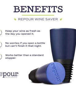 Repour Wine Saver and Stopper - Removes Oxygen, Preserving and Keeping Wine As Fresh As The Day The Bottle Was Opened (10-Pack) 10-Pack Blue 9 61tHqF54TtL