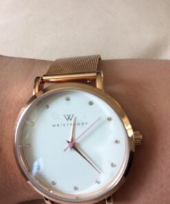 Wristology 10 Styles Maxi Crystal Watch Leather Band - Interchangeable Genuine Leather Strap - Large Easy to Read Watch with Second Hand for Women, Men, Nurses, Teachers Rose Gold Metal Mesh 53 61tLJRa2CnL