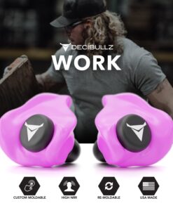 Decibullz - Custom Molded Earplugs, 31dB Highest NRR, Comfortable Hearing Protection for Shooting, Travel, Swimming, Work and Concerts (Pink) Pink 22 61tOeuRHgnL