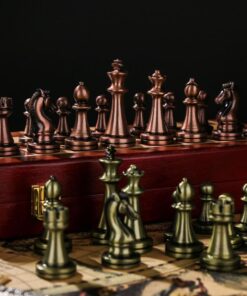 Agirlgle Retro Metal Chess Set with Folding Wooden Chess Board and Classic Handmade Standard Pieces Metal Chess Set for Kids Adult 36 61tP60lKWXL