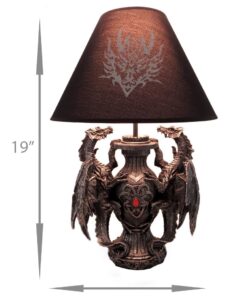 Zeckos Gothic Guardians of Light Medieval Dragons Resin Table Lamp - Dark Fantasy - 19 Inches High - with Black Fabric Tribal Dragon 13 Inch Diameter Lampshade 22 61tQC8ttvPL
