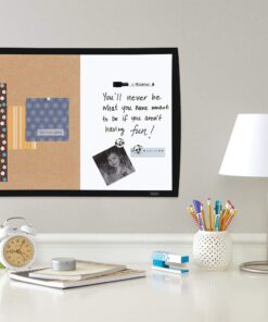 Quartet Combination Magnetic Whiteboard & Corkboard, 17" x 23", Combo Dry Erase White Board & Cork Board, Curved Frame, Message Board, Black Frame (41723-BK) 17" x 23" Combo (Black Curved Frame) 21 61tRSBQYPqL