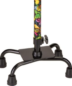 NOVA Designer Quad Cane, Lightweight Four Legged Cane with Soft Grip Handle, Height (for Users 4’11” - 6’4”) & Left or Right Adjustable, Butterflies Design 8 61tSDPeawQL