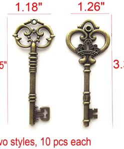 Alternative view of 20PCS Assorted Large Vintage Skeleton Keys (2 Styles) - 3 1/4" Keys in Antique Bronze