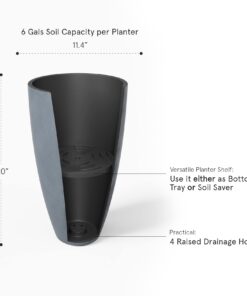 LA JOLIE MUSE Set of 2 Tall Planters with Trays, 20 Inch Indoor/Outdoor Tall Planters,Large Grey Flower Pots,Tree Planters for Front Door,Patio and Deck 2 Pack - 20" Gray 27 61tVjHY6L