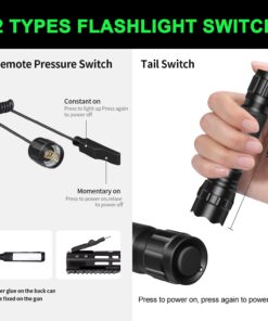 WINDFIRE Waterproof Green Light LED Coyote Hog Hunting Light Lamp Tactical Flashlight Torch with Pressure Switch and Rail Rifle Mount for Picatinny 22 61tYY3Zc8BL