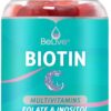 BeLive Biotin Gummies with MultiVitamins, Folate, Inositol – Supports Hair Growth, Healthy Skin & Nails – Vegan, Pectin Based – Strawberry Flavor (1) 60 Count (Pack of 1) 4 61tk7F4aGUL