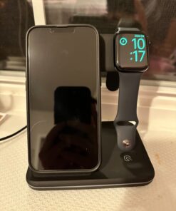 Wireless Charging Station, 2021 Upgraded 3 in 1 Wireless Charger Stand with Breathing Indicator Compatible with iPhone 12/11 Pro/XS/8, iWatch Series Black 32 61tloZ61UpL