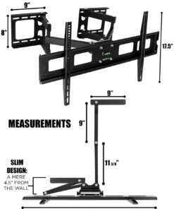 Mount-It! Corner TV Mount | Premium Swivel Full Motion Caddy Corner Wall Bracket for 37-63 inch Flat Panel Screens VESA up to 800x400, 132 lb Capacity, Black 50 61tmWQVadlL