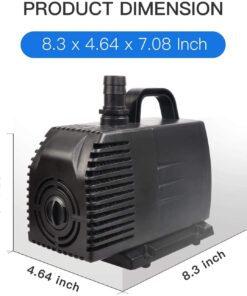 Simple Deluxe 1056GPH 276W Submersible Pump With 15' Cord, Water Pump For Fish Tank, Hydroponics, Aquaponics, Fountains, Ponds, Statuary, Aquariums & Inline 1056 GPH 16 61tmqUg8prL