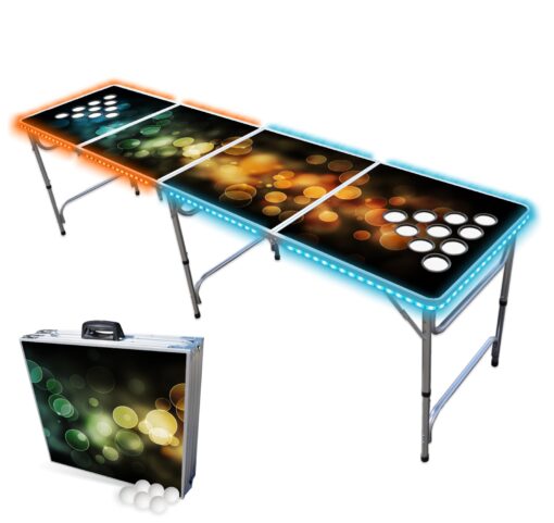 8-Foot Folding Pong Table - Choose Table Options (Base, Cup Holes, LED Lights, or Cup Holes & LED Lights) - Bubbles Edition Standard w/ Cup Holes & LED Lights