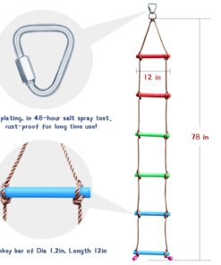 Rainbow Craft 6.6FT Climbing Rope Ladder Ninja Ladder for Kids - Kids Ninja Warrior Obstacle Course Accessories - Ninja Warrior Slackline Ladder, Playground Ninja Obstacles Swing Rope Ladder 14 61tueaS0RVL