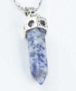 SUNYIK Semiprecious Healing Crystal Point Stone Pendant for Necklace,Hexagon Pyramid Pendant Pack of 2 1-rock crystal stone+blue veins stone 9 61tuoII02EL