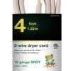 Go Green Power Inc. GG-27104 4’ 3-Wire Dryer Cord, 20 Amps, 4 Ft 30 Amp 4'3 Dryer