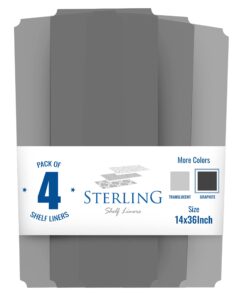 Shelf Liners for Wire Shelf System - Set of 4 in Graphite - 14 x 36 inch - Plastic Wire Shelving Shelf Mats 14"x36" 4pcs 25 61twIPiVAqL