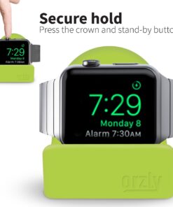 Orzly Compact Stand for Apple Watch - Nightstand Mode Compatible - Green Support Stand with Integrated Cable Management Slot (38mm & 42mm Compatible) 12 61u 83 piML