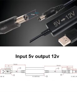 KUNCAN USB 5V to 12V DC - USB Voltage Step Up Converter Cable(12V 0.7A-1A), USB A to 12V DC 5.5 x 2.1mm Adapter with DC Jack 5.5 x 2.5mm & 3.5 x 1.35, 5 Ft 12 Volt DC Power Cable Black 16 61u2JUXwAqL