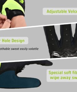 FIRELION Bike Gloves for Men/Women Cycling,Cycling Gloves for Outdoor MTB DH Road Racing,Full Finger Half Finger Padded Bicycle Protective Gloves,Non-Slip Shock-Absorbing Touchscreen Riding Gloves Medium Full Green 11 61u31PXtsL