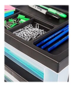 IRIS USA, Inc 116827 Mini Chests,4-Drawer,12-1/16-Inch x14-1/4-Inch x26-7/16-Inch ,Clear/Black 26 61u399AaNjS