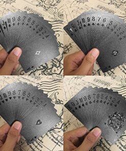 EMFK 54pcs/Pack Fashion Gold Foil Poker Novelty Collection Waterproof PVC Plastic Color:Black 18 61u3gO0RXtL