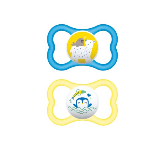 MAM Air Pacifiers (2 pack), MAM Sensitive Skin Pacifier 6+ Months, Best Pacifier for Breastfed Babies, Baby Boy Pacifiers, 6-16 (Pack of 2) Pacific Blue & Stone 2 Count (Pack of 1)