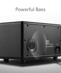 Alternative view of TEWELL Speaker for Turntable, HD 24W Audio Vintage Wireless Speakers Plug-in Speaker with Extended Bass and Treble, Knob for Volume Control, Toggle Switch and 3.5mm AUX Input Black