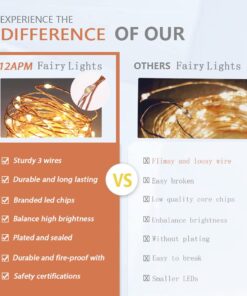 12APM Dimmable Starry Fairy Copper String Lights, 66 ft 200 LEDs with USB Plug in Powered for Bedroom Indoor Wedding Party Halloween Thanksgiving Christmas Ambiance Lighting, IP 65 Waterproof Copper wire-Warm white-200 LEDs 23 61uBlBwjnjL