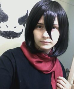 Donacosplay Attack on Titan Mikasa Ackerman Wine Red Cashmere Scarf 10 61uDsEfVL