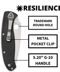 Spyderco Resilience Folding Pocket Knife with 4.20" 8Cr13MoV Stainless Blade and G-10 Handle - PlainEdge - C142GP 31 61uGQDmnEML