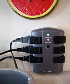 Belkin Power Strip Surge Protector - 6 Rotating AC Multiple Outlets, Flat Pivot Plug - Heavy Duty Wall Outlet Extender for Home, Office, Travel, Computer Desktop & Phone Charging Brick (1,080 Joules) 1 Pack 29 61uGwtw aVL