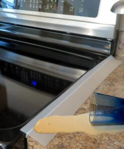 Silicone Kitchen Stove Counter Gap Cover Long & Wide Gap Filler (2 Pack) Seals Spills Between Counters, Stovetops, Washing Machines, Oven, Washer, Dryer - Heat-Resistant and Easy Clean (White) White 23 61uI2EcMGYL 1