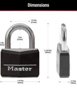 Master Lock Covered Aluminum Lock, Locker Lock with Key, Key Lock for Gym Locker, 1 Pack, 141D, Black Padlock 26 61uKXGLNZzL