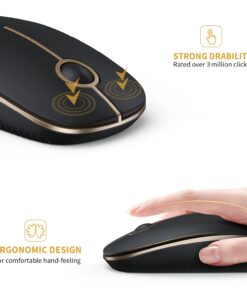 VssoPlor Wireless Mouse, 2.4G Slim Portable Computer Mice with Nano Receiver for Notebook, PC, Laptop, Computer (Black and Gold) Black and Gold 25 61uL06dyXFL