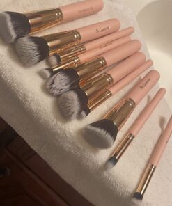 Kabuki Makeup Brush Set - Foundation Powder Blush Concealer Contour Brushes - Perfect For Liquid, Cream or Mineral Products - 10 Pc Collection With Premium Synthetic Bristles For Eye and Face Cosmetic Rose 38 61uLcZbHqzL