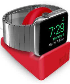 Orzly Compact Stand for Apple Watch - Nightstand Mode Compatible - RED Support Stand with integrated Cable Management Slot (38mm & 42mm & 40mm & 44mm compatible) 16 61uMkfi 4NL