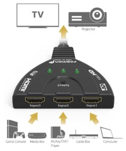 Fosmon 4K HDMI Switch 3 in 1 out 4K@30Hz, 3-Port HDMI Splitter Hub Switcher Auto Switching UHD 3D HDR HD 1080P HDCP, for HDTV, PS5/4, Xbox, Fire Stick 3-Port / 4K@30Hz 22 61uOlgB4zTL